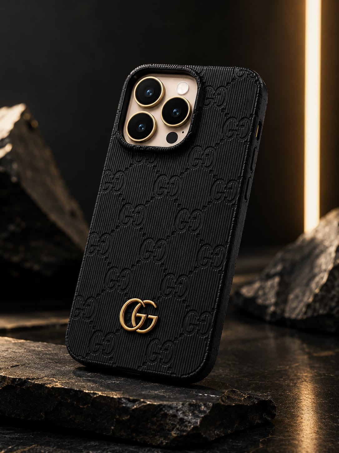 GG Branded Leather Case With Metal GG Monogram π€