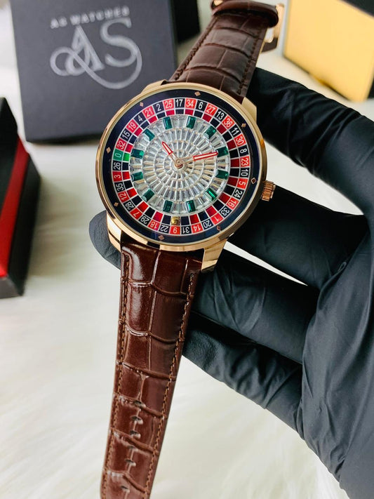 Casino Model Brown Leather Strap (Stone Dial)