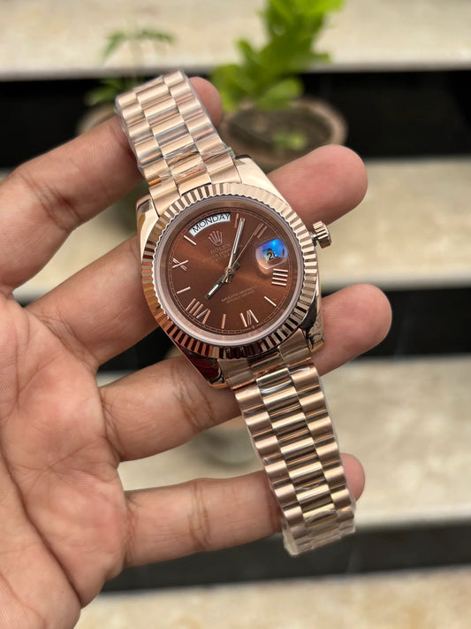 RLX Day-Date Automatic Rose Gold - Chocolate Roman