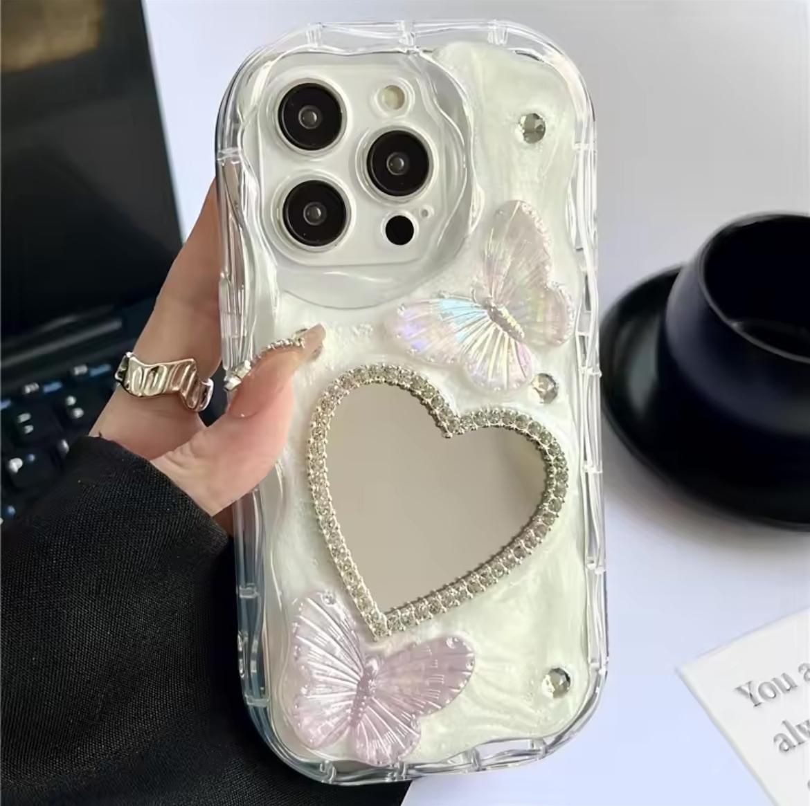 Cute Butterfly Mirror Heart Case🦋🫶🏻