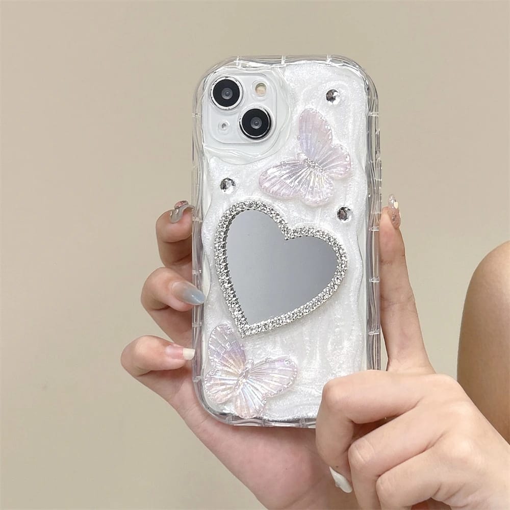 Cute Butterfly Mirror Heart Case🦋🫶🏻