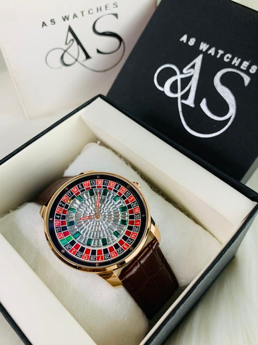 Casino Model Brown Leather Strap (Stone Dial)