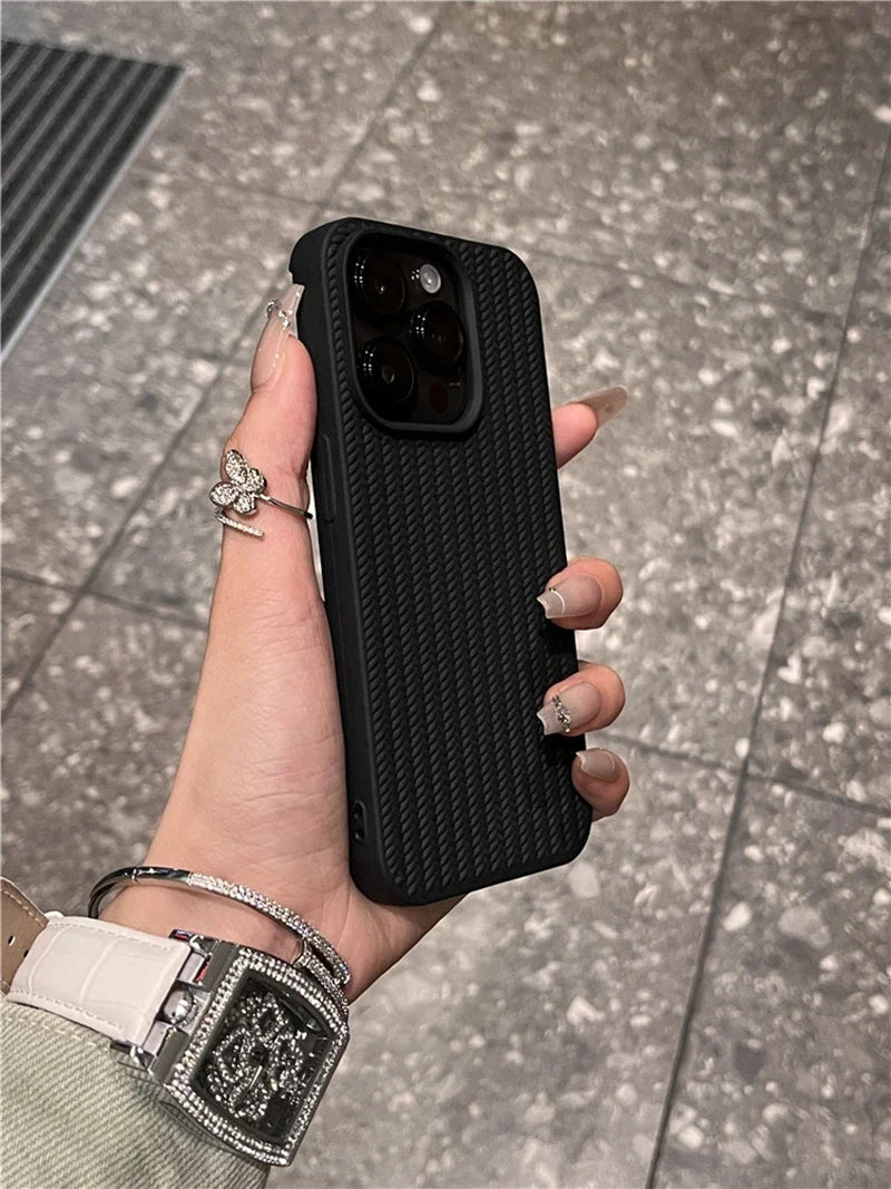 Knitted Pattern Matt Black Case